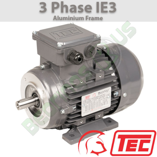TEC IE3 Rated 3 Phase 0.75kw 2890rpm (2Pole) D801-2 Frame B35 Foot & Flange Mounted Electric Motor