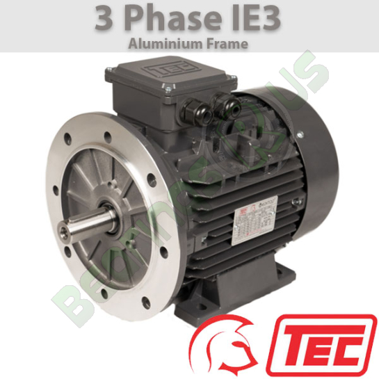 TEC IE3 Rated 3 Phase 0.75kw 1440rpm (4Pole) D802-4 Frame B35 Foot & Flange Mounted Electric Motor