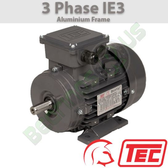 TEC IE3 Rated 3 Phase 0.75kw 1440rpm (4Pole) D802-4 Frame B3 Foot Mounted Electric Motor